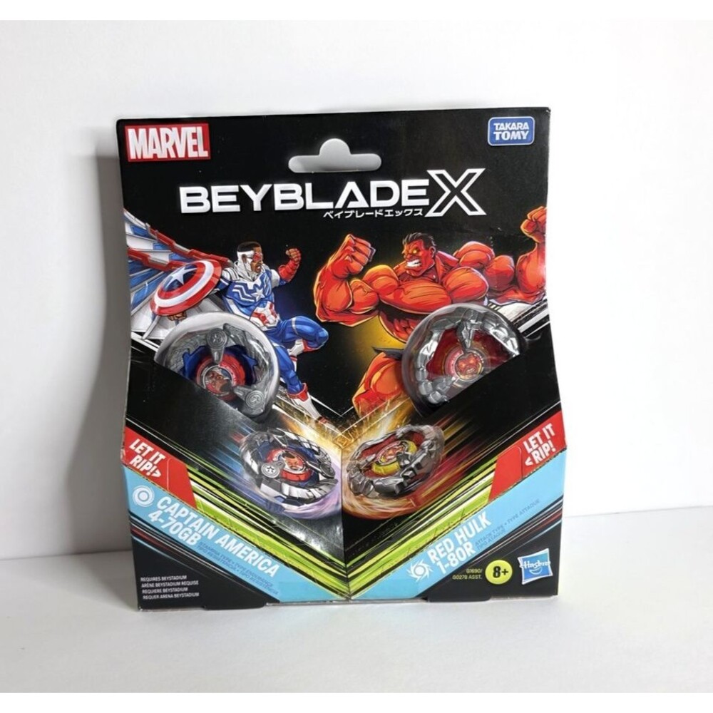 Beyblade X Marvel Captain America 4-70GB vs Red Hulk 1-80R Multipack Set Hasbro